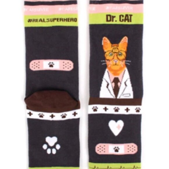 UNISEX DOCTOR/HEALTHCARE Crew Socks  Says ‘DR. CAT’ #1 CAREGIVER - Picture 4 of 4
